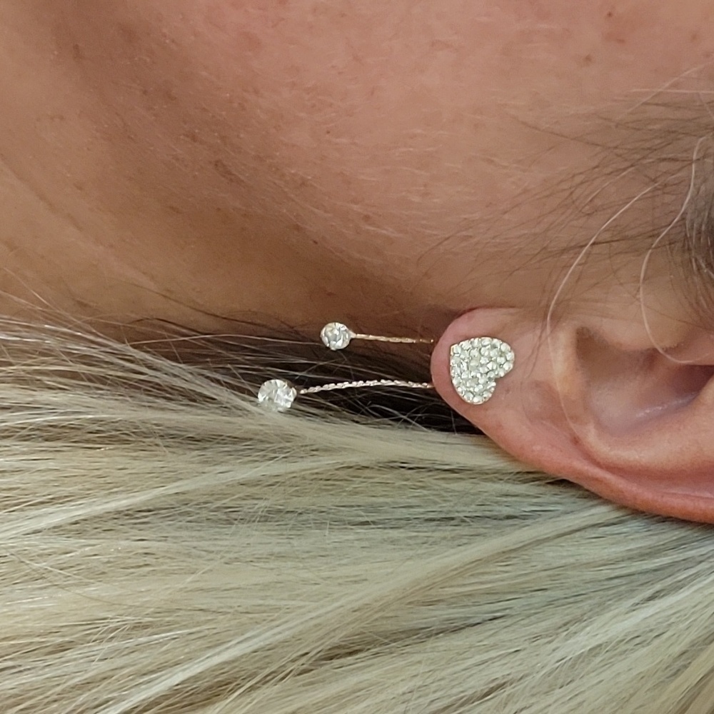 FRONT/BACK HEART SPARKLE DROP EARRINGS